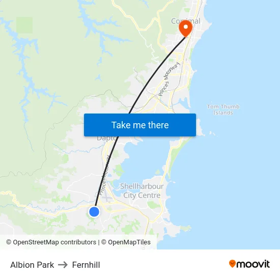 Albion Park to Fernhill map