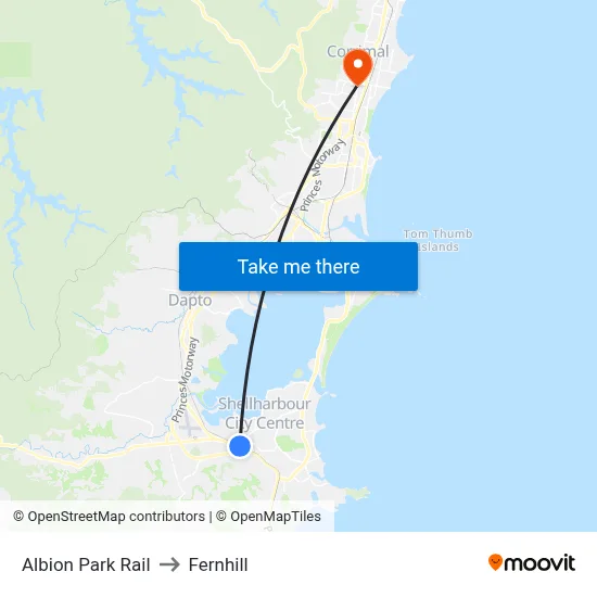 Albion Park Rail to Fernhill map