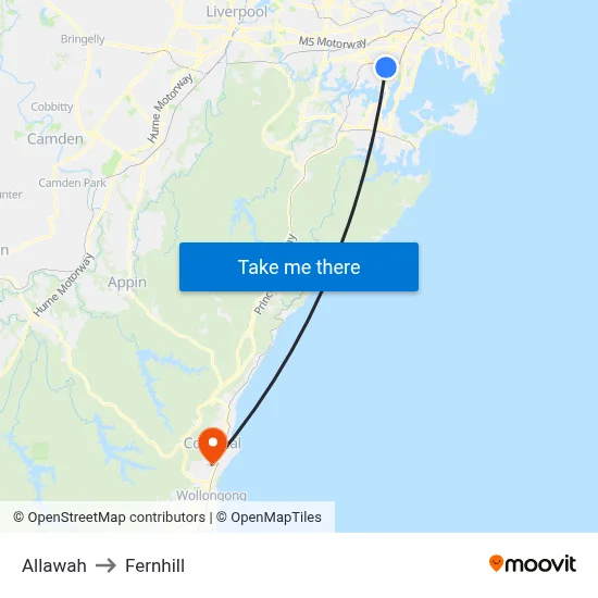 Allawah to Fernhill map