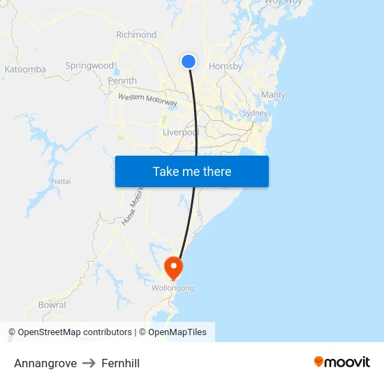 Annangrove to Fernhill map