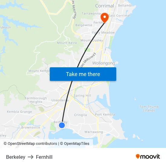Berkeley to Fernhill map
