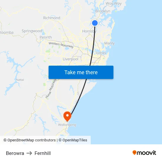 Berowra to Fernhill map