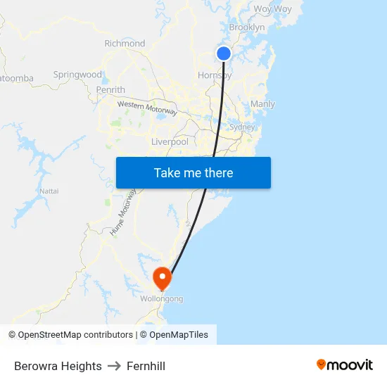 Berowra Heights to Fernhill map