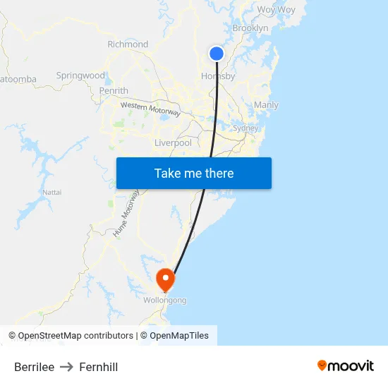 Berrilee to Fernhill map