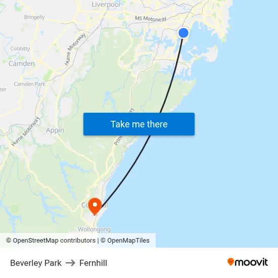 Beverley Park to Fernhill map