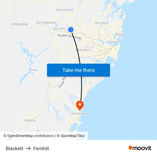 Blackett to Fernhill map