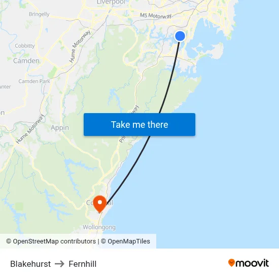 Blakehurst to Fernhill map