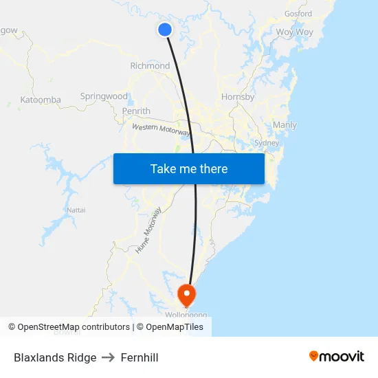 Blaxlands Ridge to Fernhill map