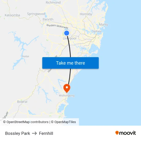 Bossley Park to Fernhill map