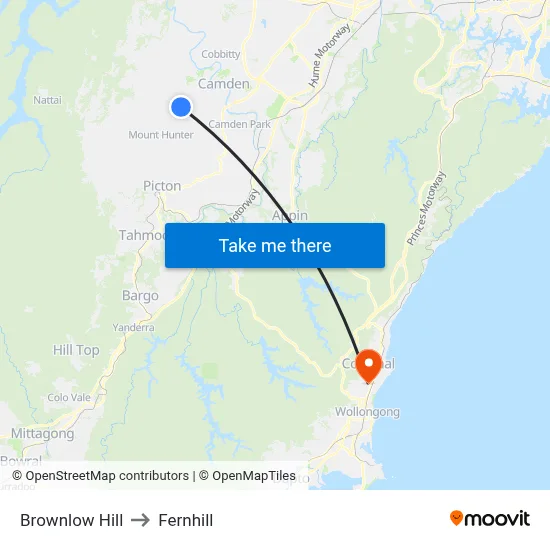 Brownlow Hill to Fernhill map