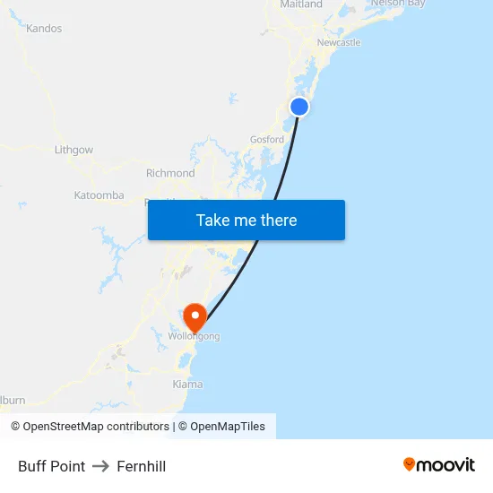 Buff Point to Fernhill map