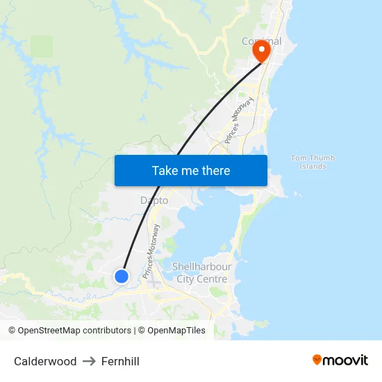 Calderwood to Fernhill map