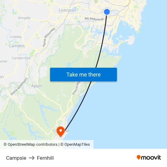 Campsie to Fernhill map