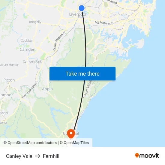 Canley Vale to Fernhill map