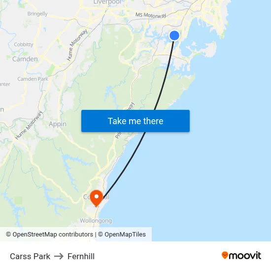 Carss Park to Fernhill map
