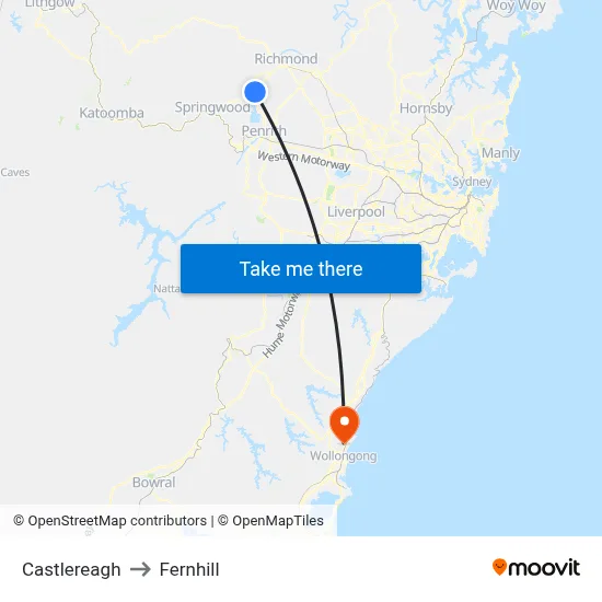 Castlereagh to Fernhill map