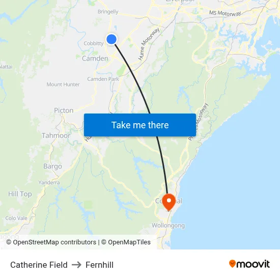 Catherine Field to Fernhill map