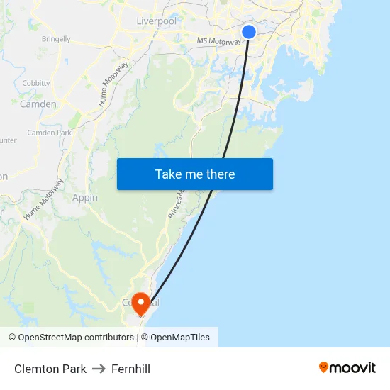 Clemton Park to Fernhill map