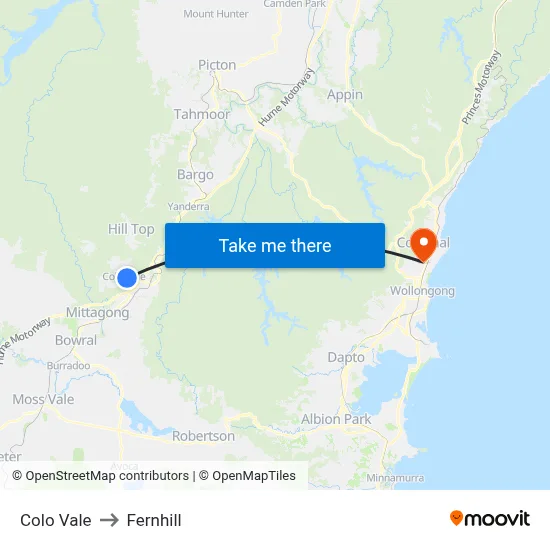 Colo Vale to Fernhill map