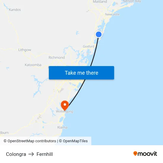 Colongra to Fernhill map