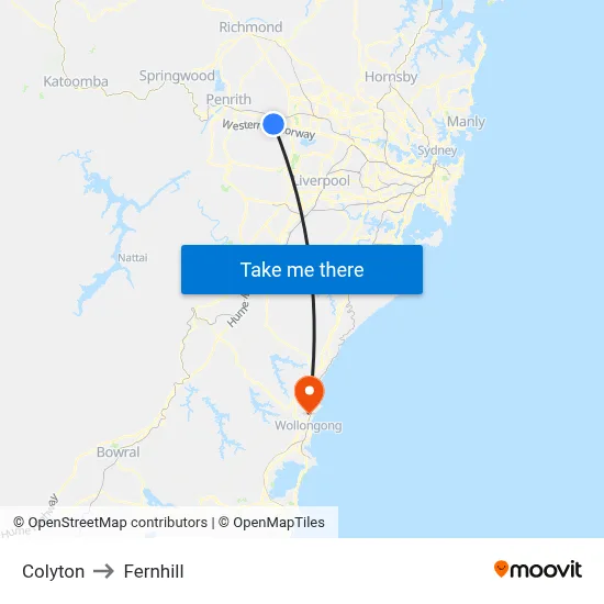 Colyton to Fernhill map