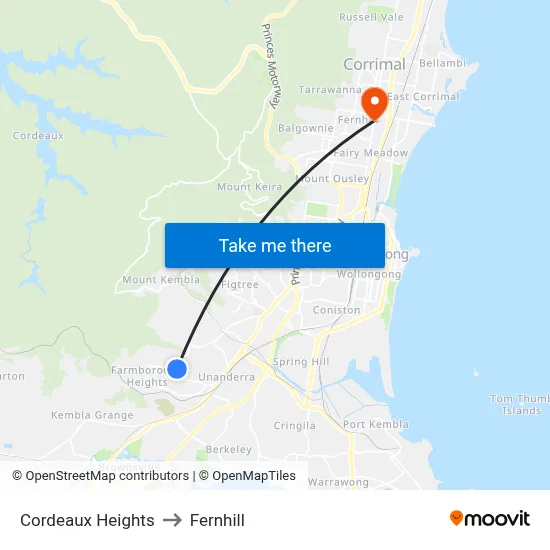 Cordeaux Heights to Fernhill map