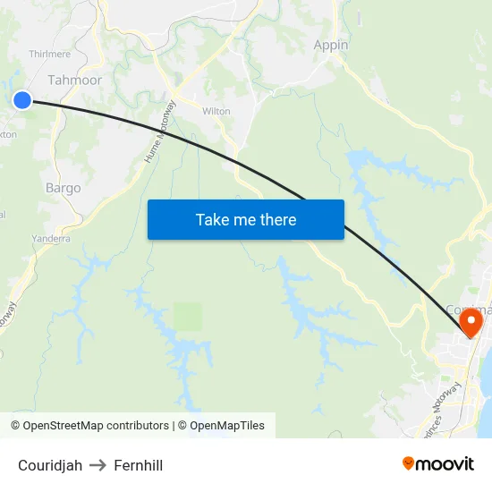 Couridjah to Fernhill map