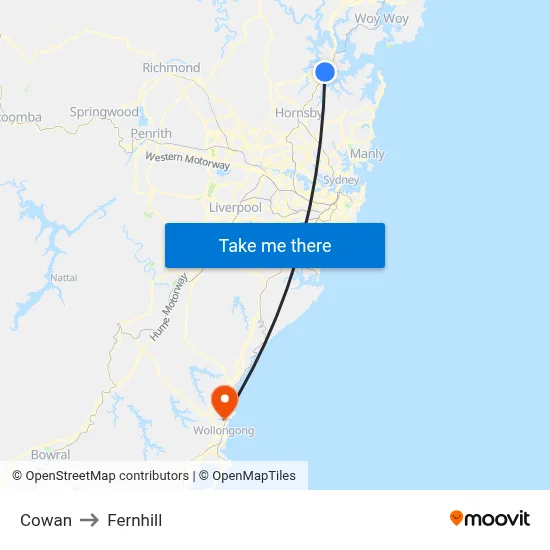 Cowan to Fernhill map