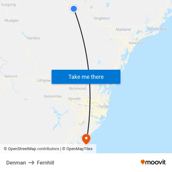 Denman to Fernhill map