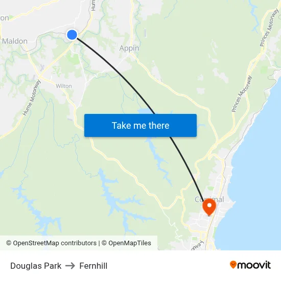 Douglas Park to Fernhill map