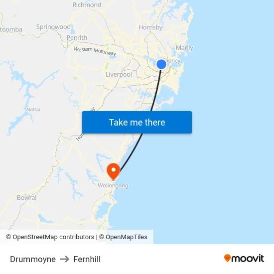 Drummoyne to Fernhill map