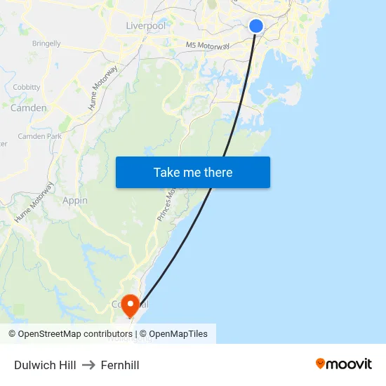 Dulwich Hill to Fernhill map