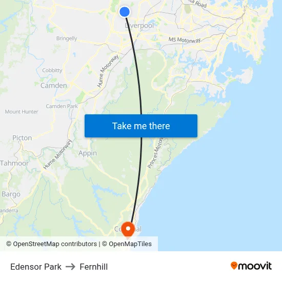 Edensor Park to Fernhill map