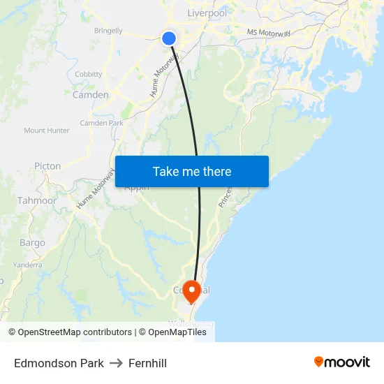 Edmondson Park to Fernhill map
