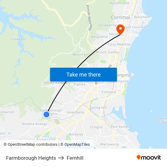 Farmborough Heights to Fernhill map