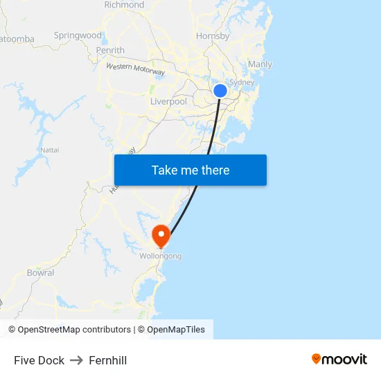 Five Dock to Fernhill map