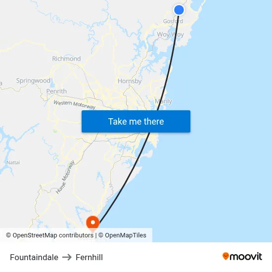 Fountaindale to Fernhill map