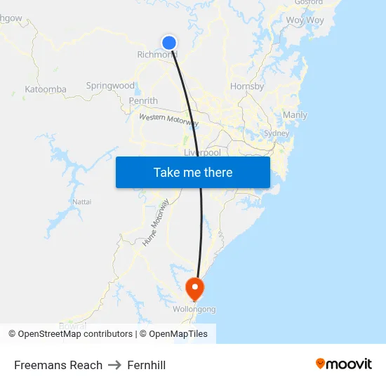 Freemans Reach to Fernhill map