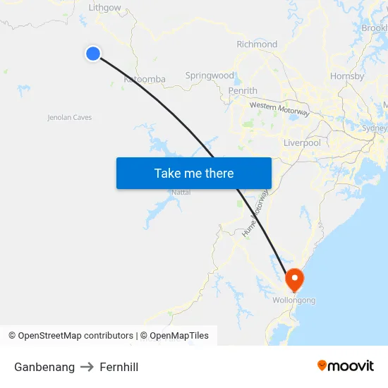 Ganbenang to Fernhill map