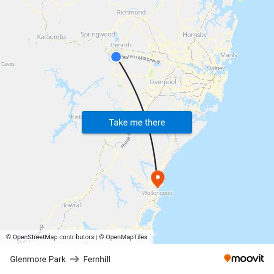Glenmore Park to Fernhill map