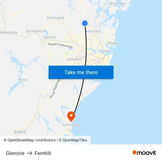 Glenorie to Fernhill map