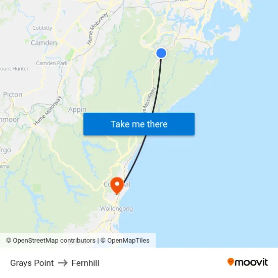 Grays Point to Fernhill map