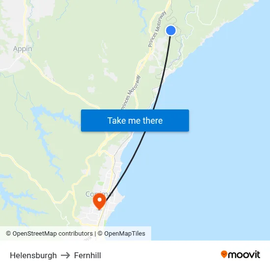 Helensburgh to Fernhill map