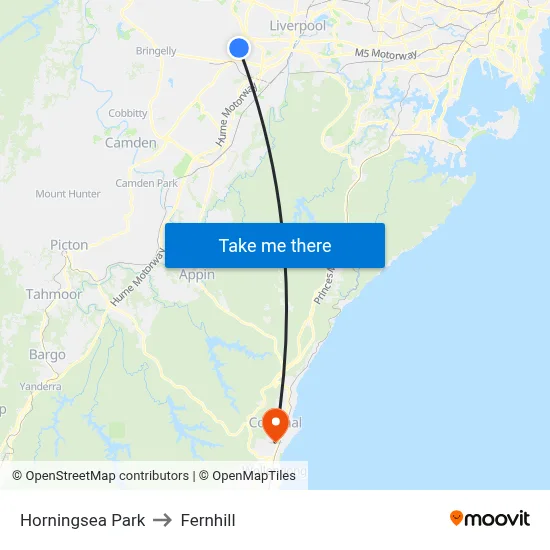 Horningsea Park to Fernhill map