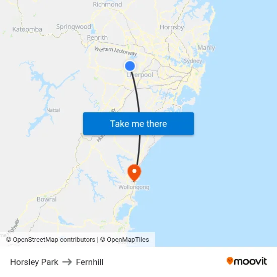 Horsley Park to Fernhill map
