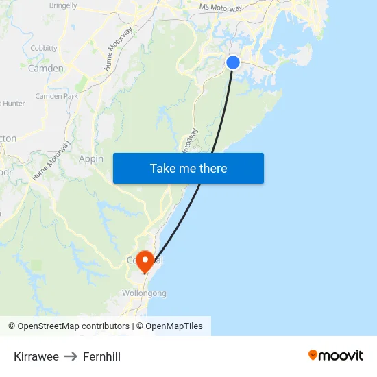 Kirrawee to Fernhill map