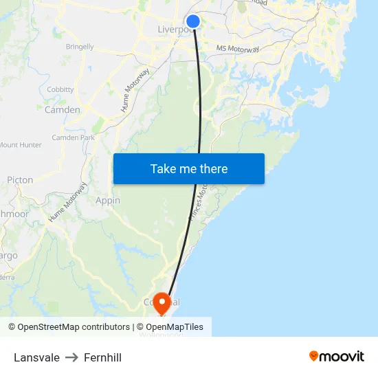 Lansvale to Fernhill map