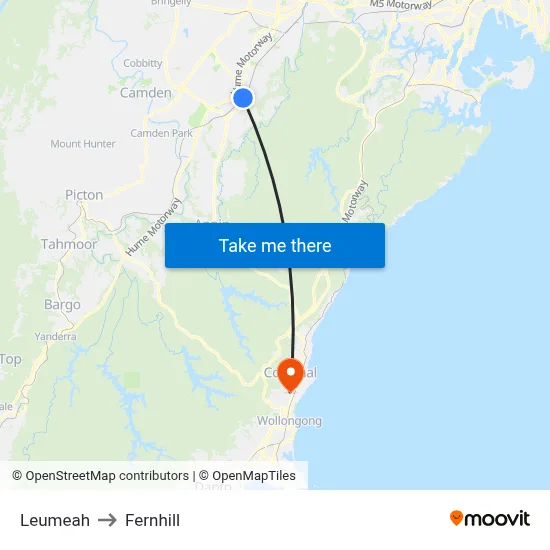 Leumeah to Fernhill map