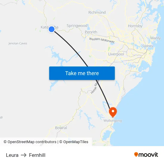 Leura to Fernhill map
