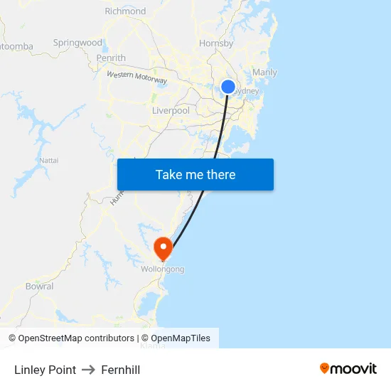 Linley Point to Fernhill map